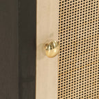 Mesita de noche madera maciza mango y hierro negro 40x30x50 cm