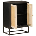 Aparador de hierro y madera maciza de mango negro 55x30x76 cm