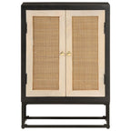 Aparador de hierro y madera maciza de mango negro 55x30x76 cm
