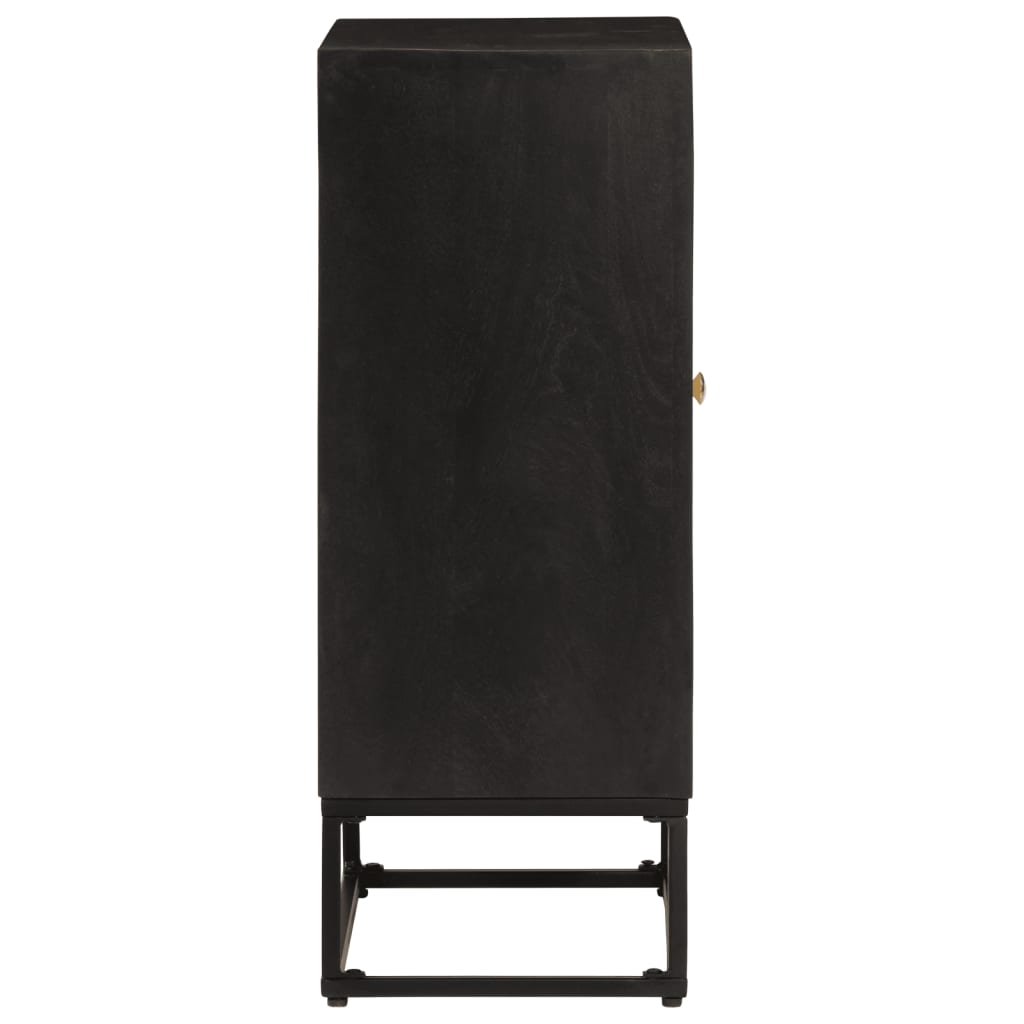 Aparador de hierro y madera maciza de mango negro 55x30x76 cm