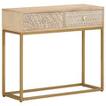 Mesa consola madera maciza de mango y hierro 90x30x76 cm