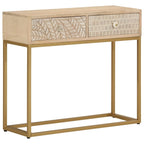 Mesa consola madera maciza de mango y hierro 90x30x76 cm