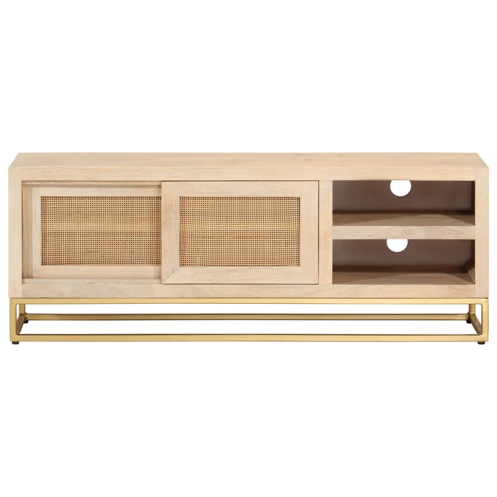 Mueble de TV madera maciza de mango y hierro 110x30x40 cm