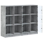 Estantería con puertas madera de ingeniería gris 136x37x109 cm