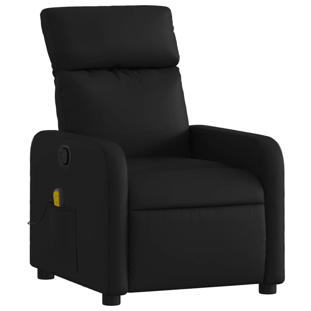 Sillón reclinable de masaje de piel sintética negra