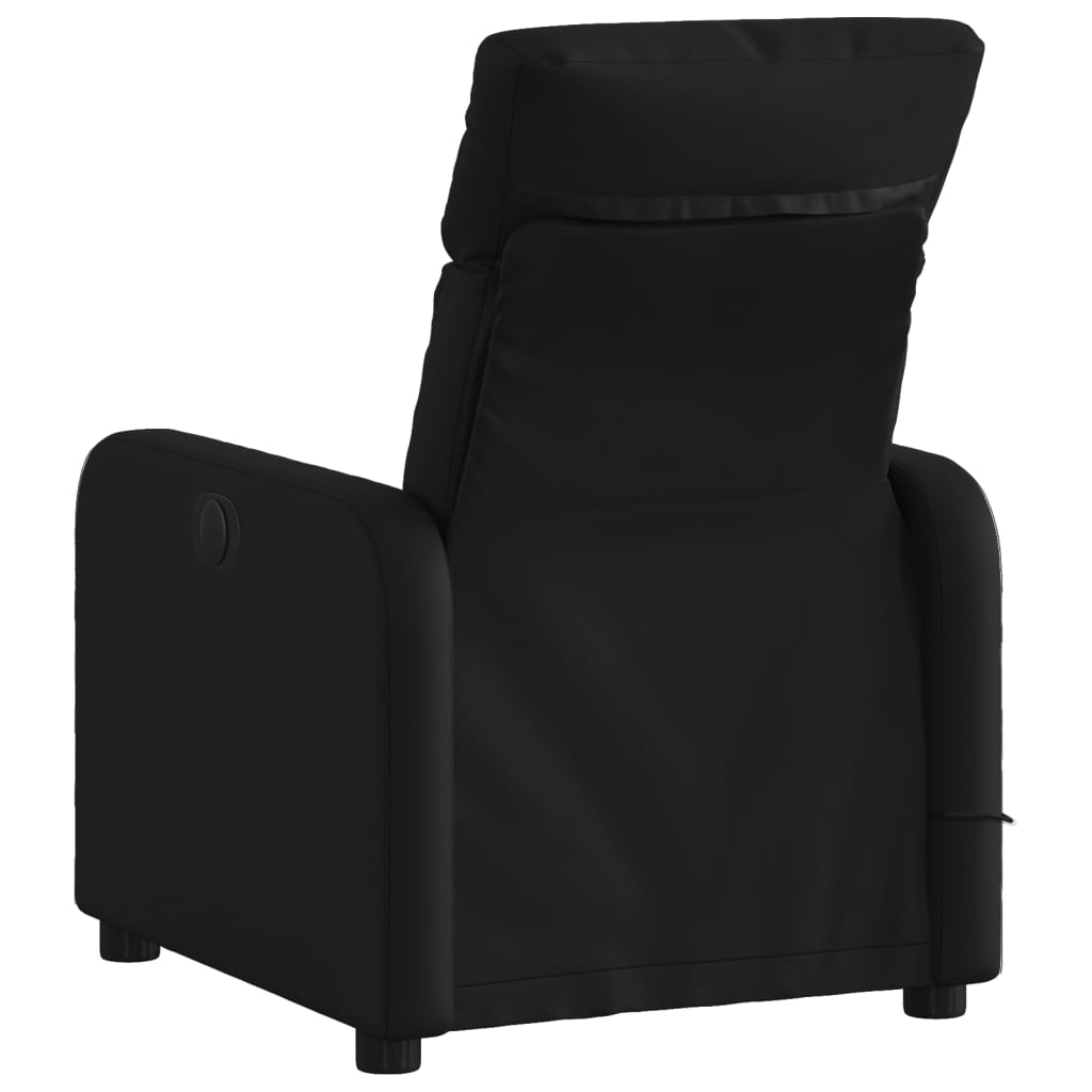Sillón reclinable de masaje de piel sintética negra