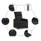 Sillón reclinable de masaje de piel sintética negra