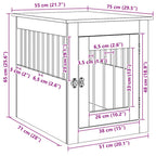 Jaula para perros madera ingeniería roble ahumado 55x75x65 cm