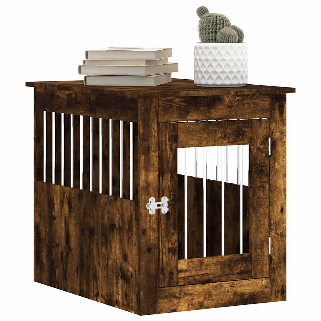 Jaula para perros madera ingeniería roble ahumado 55x75x65 cm