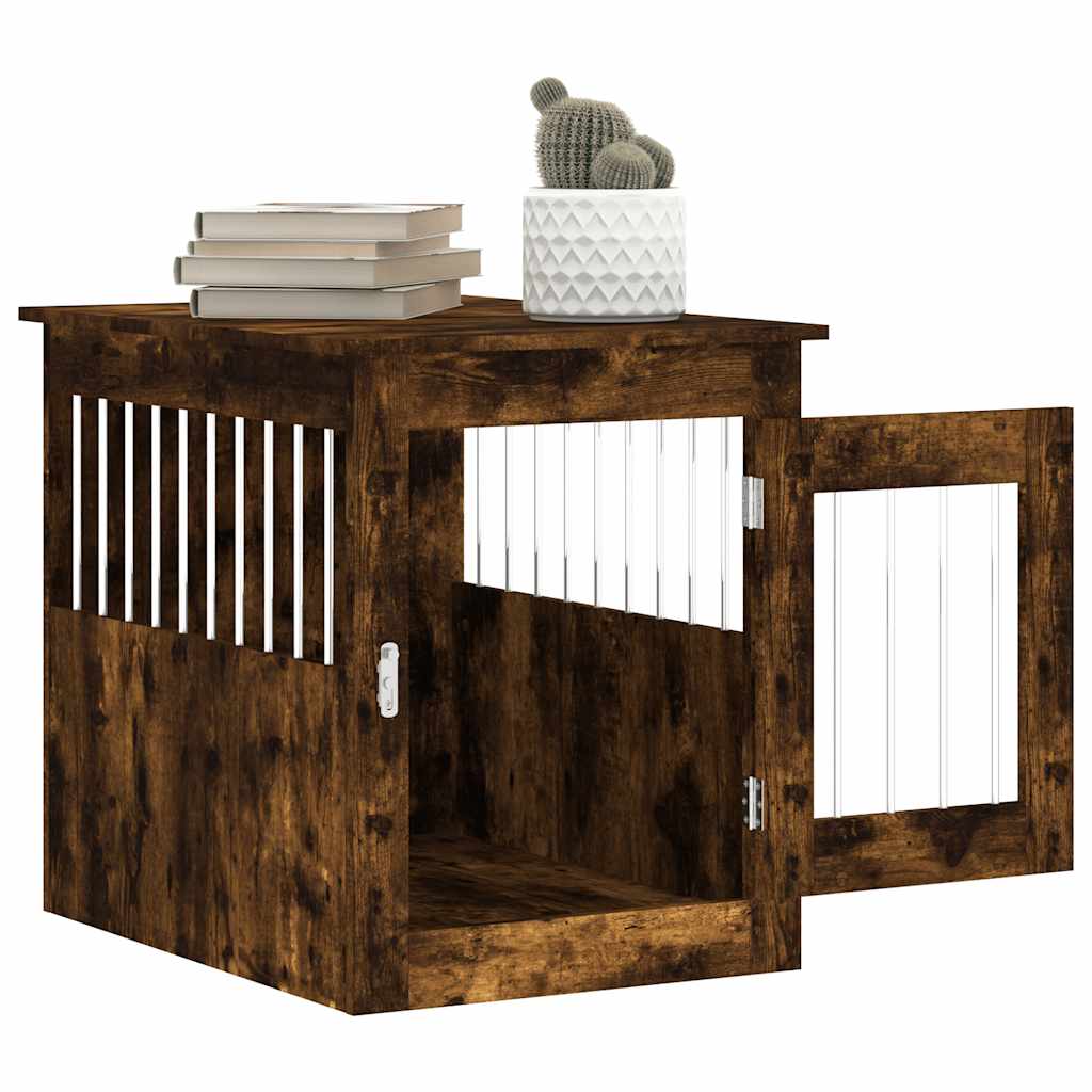 Jaula para perros madera ingeniería roble ahumado 55x75x65 cm