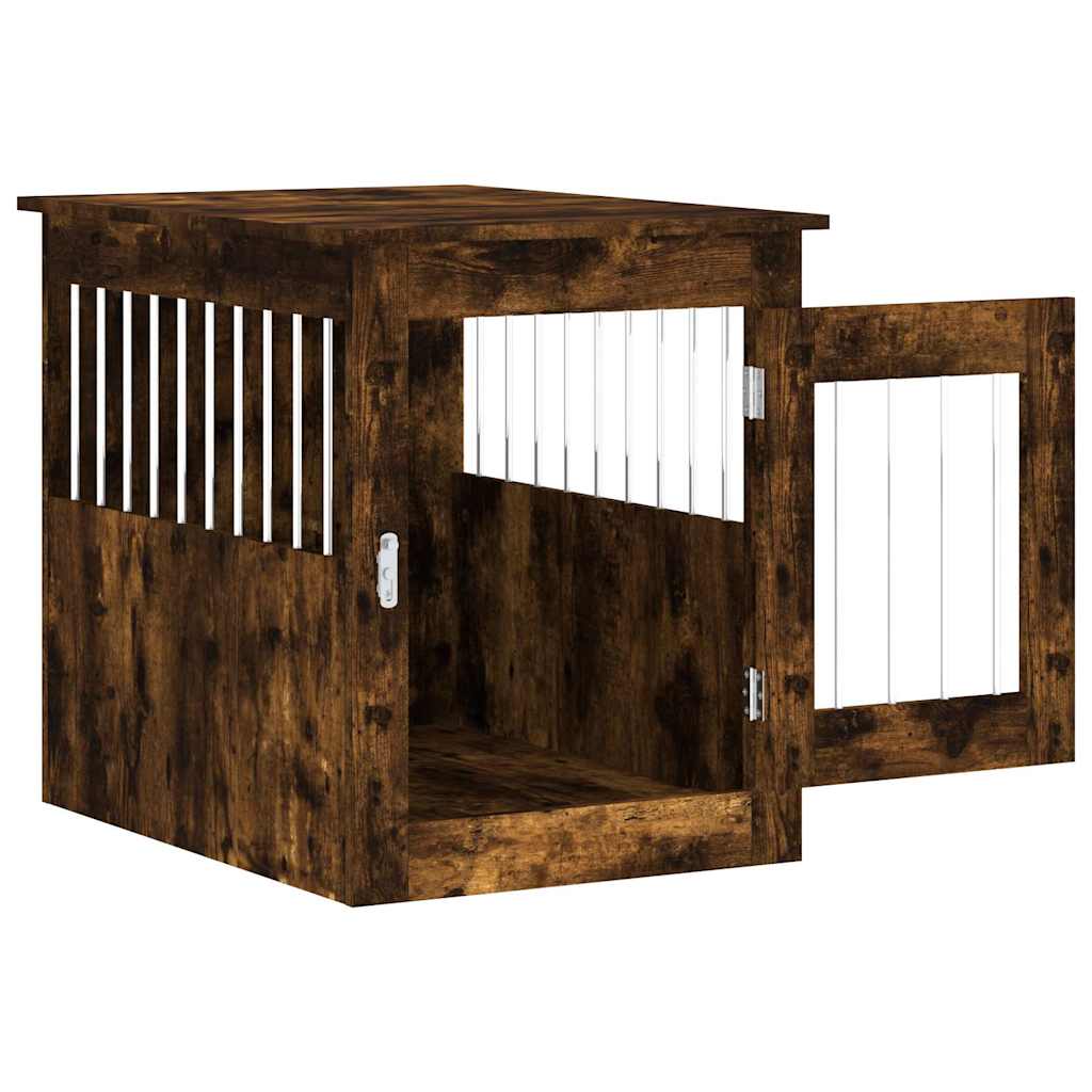 Jaula para perros madera ingeniería roble ahumado 55x75x65 cm