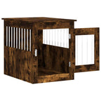 Jaula para perros madera ingeniería roble ahumado 55x75x65 cm