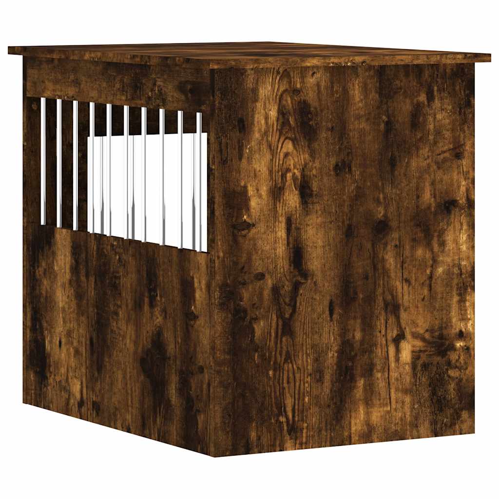 Jaula para perros madera ingeniería roble ahumado 55x75x65 cm