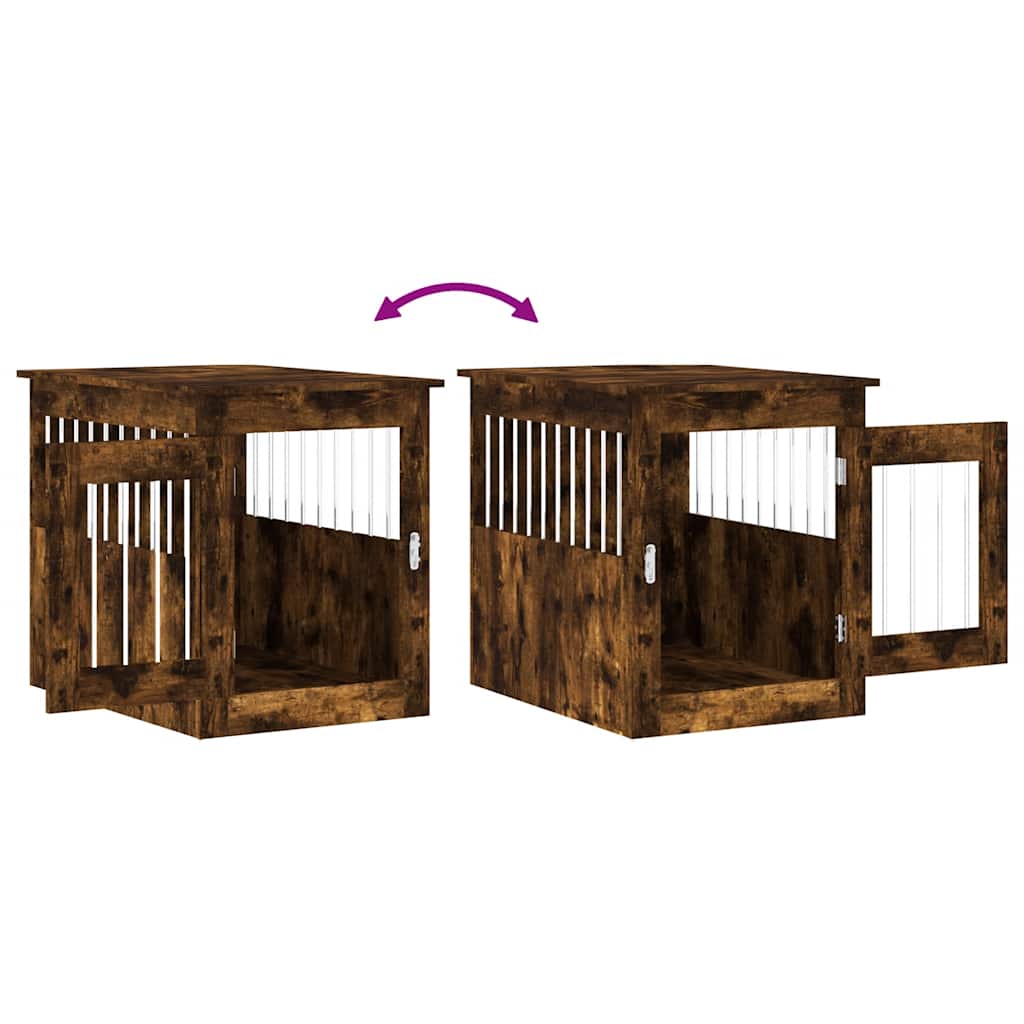 Jaula para perros madera ingeniería roble ahumado 55x75x65 cm