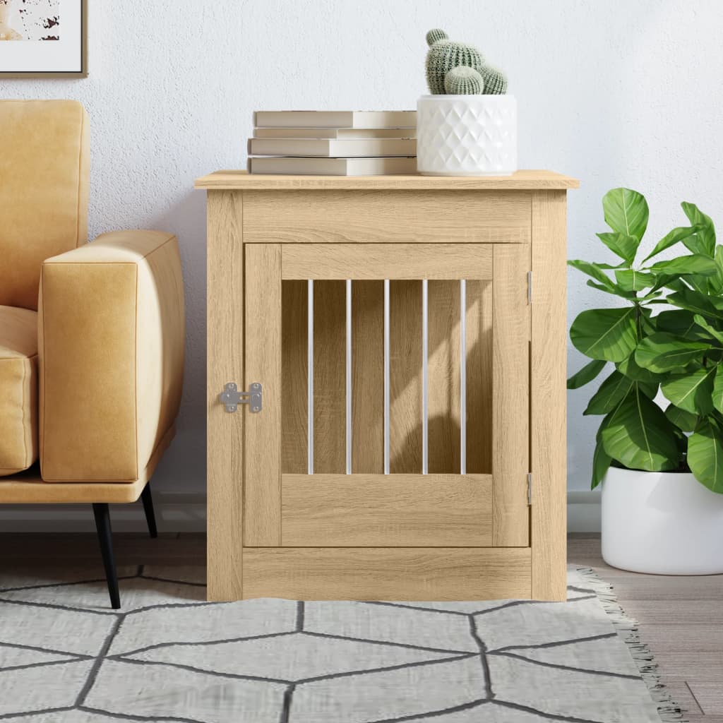 Jaula para perros madera ingeniería roble Sonoma 64,5x80x71 cm
