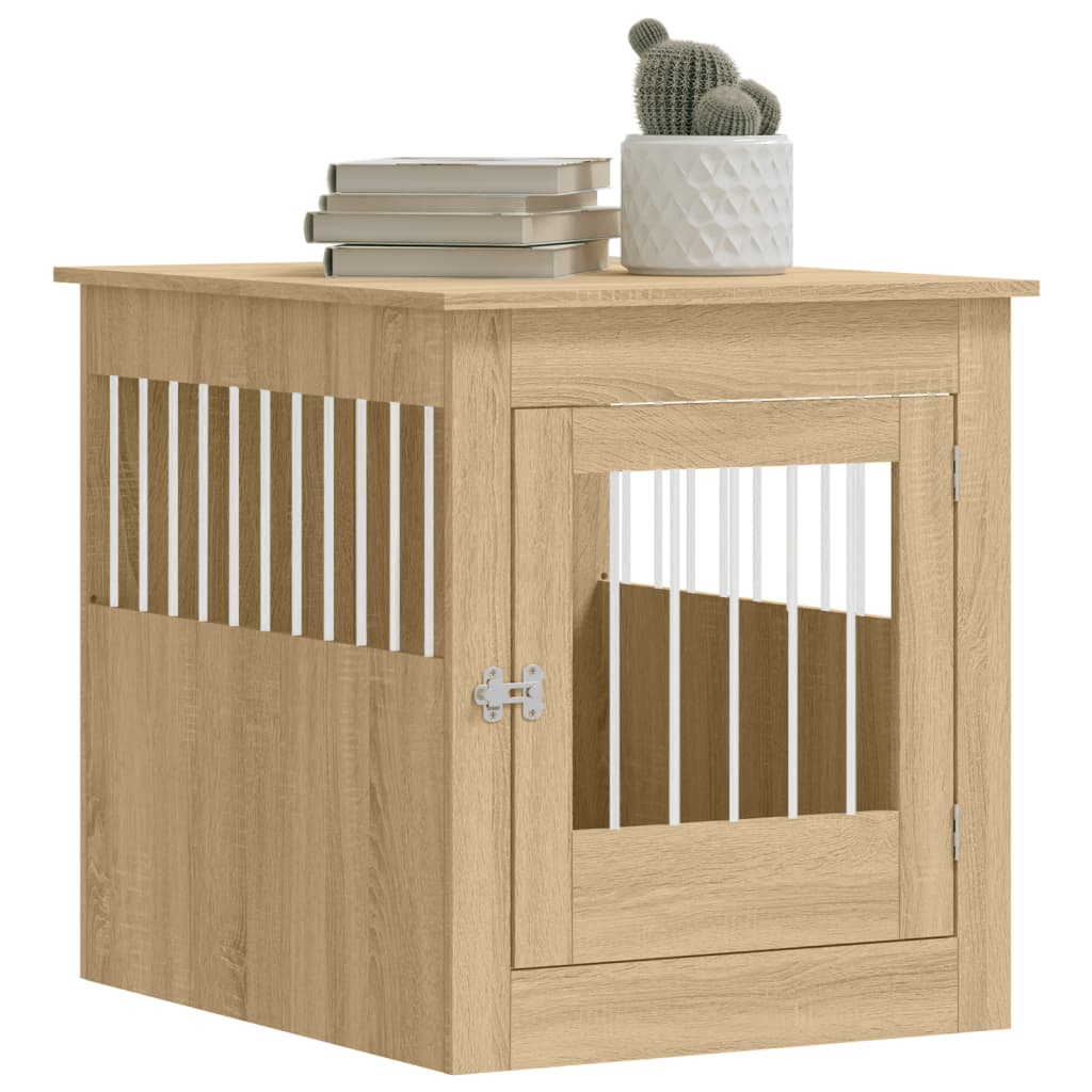 Jaula para perros madera ingeniería roble Sonoma 64,5x80x71 cm