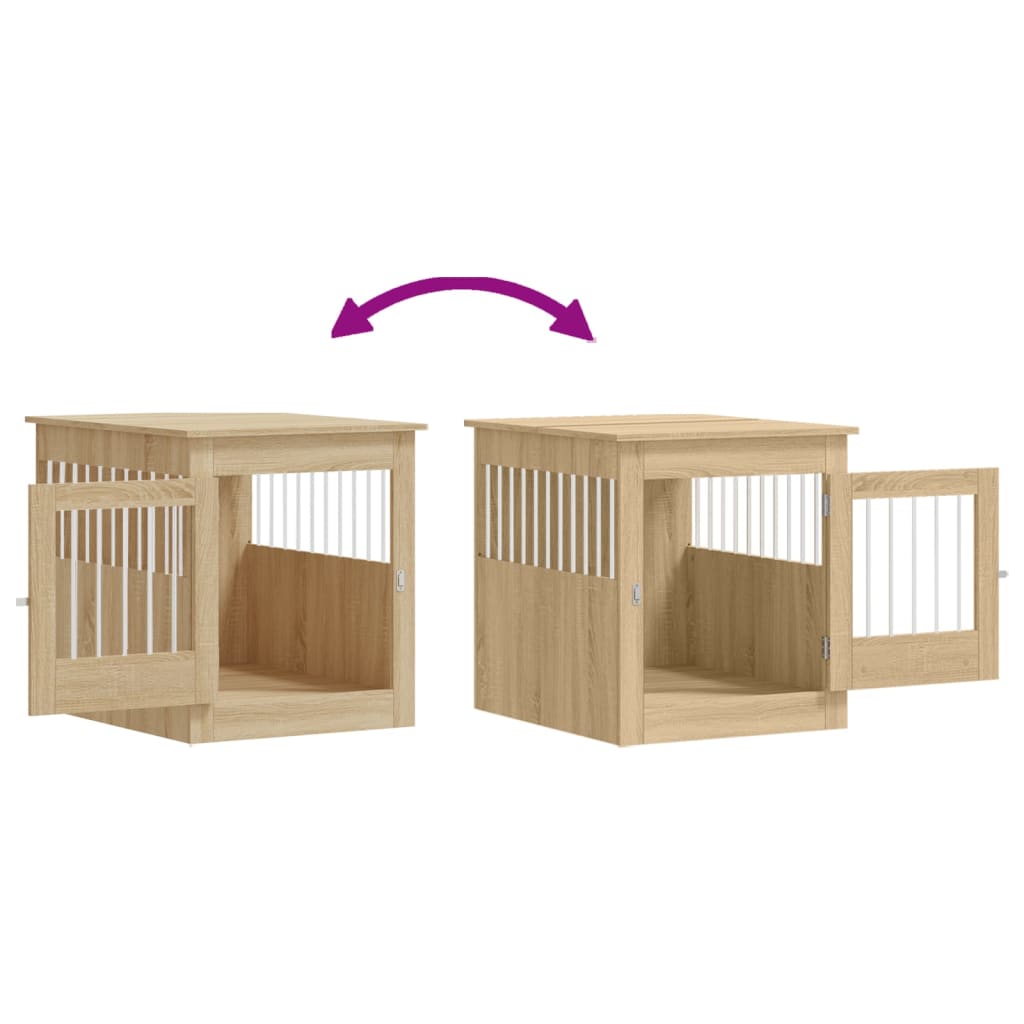 Jaula para perros madera ingeniería roble Sonoma 64,5x80x71 cm