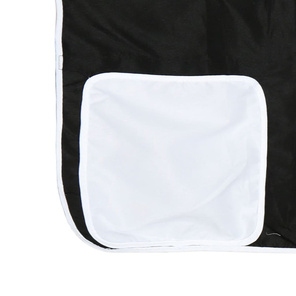 Cama alta infantil com cortinas, madeira de pinho branco e preto, 80x200 cm