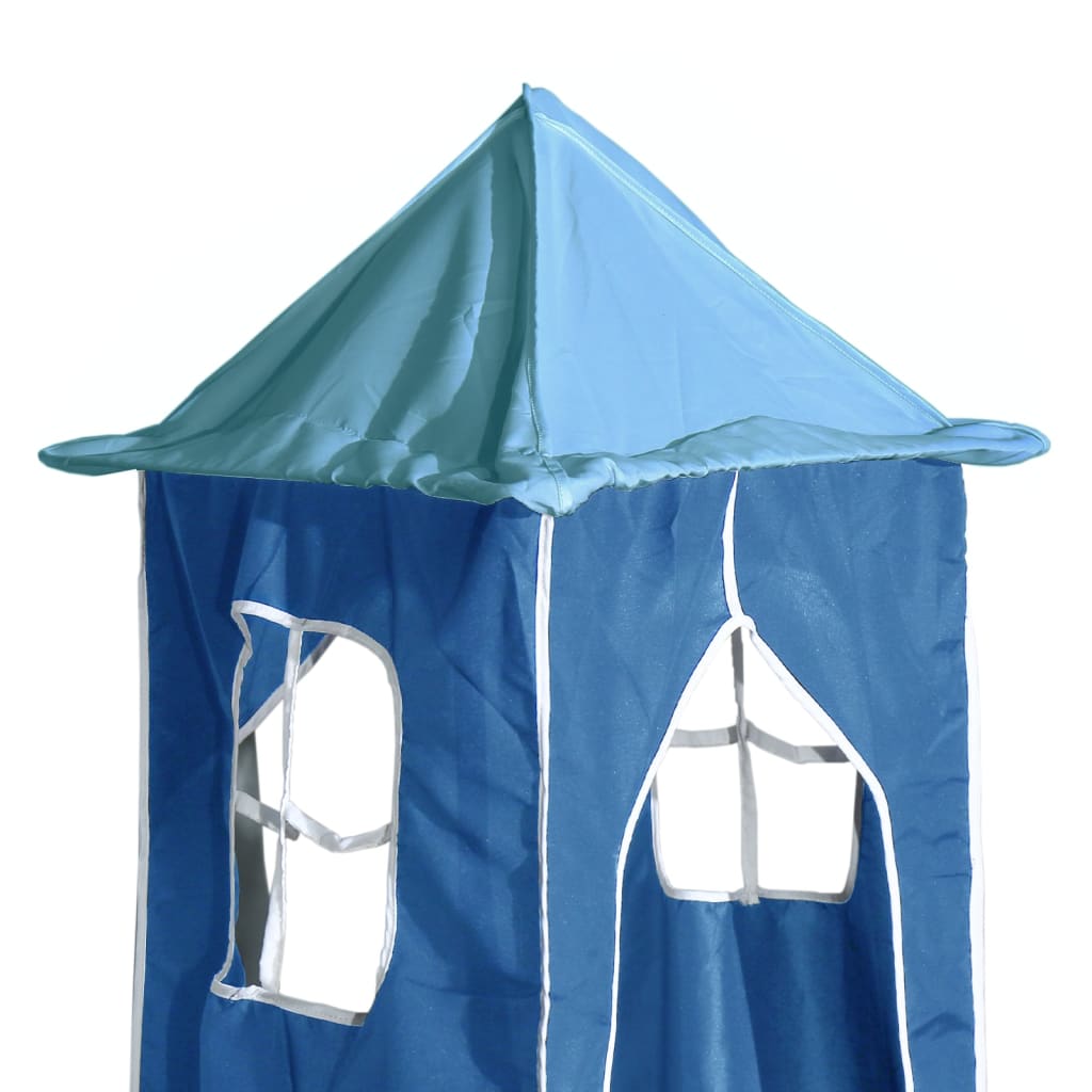Cortinas para cama alta con torre poliéster azul