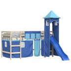 Cortinas para cama alta con torre poliéster azul