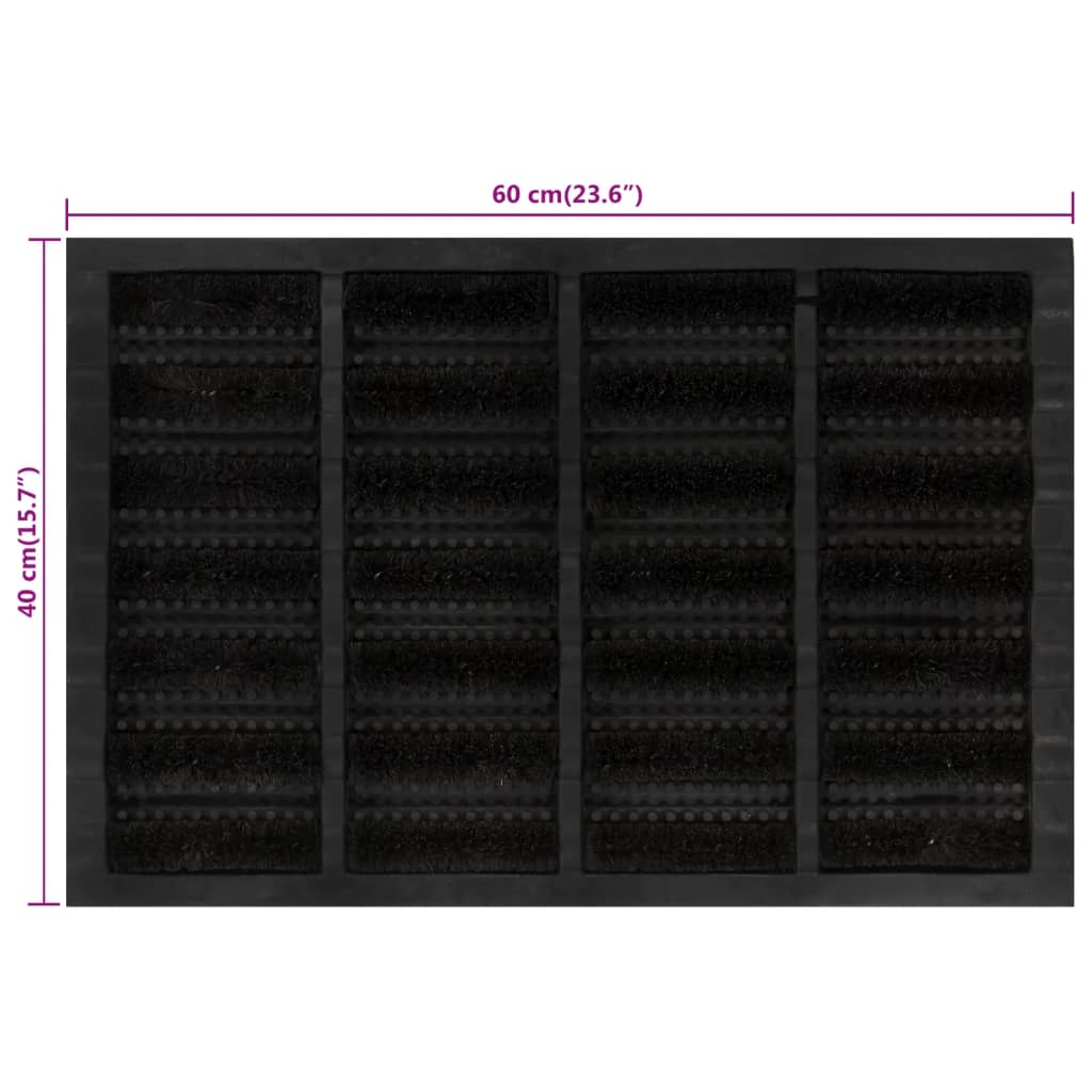 Felpudo rectangular de goma y fibra de coco 40x60 cm