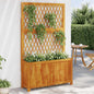 Jardinera con enrejado de madera maciza de abeto marrón