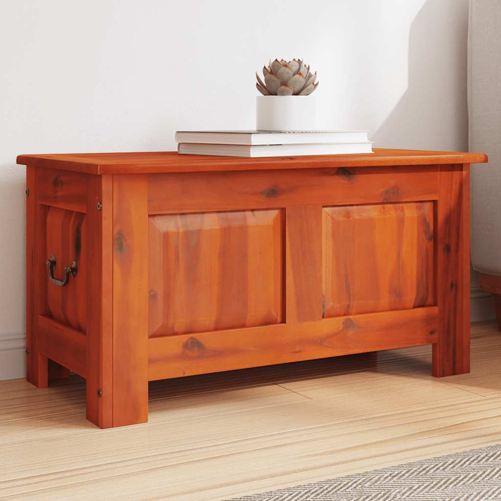 Baúl de almacenaje con tapa madera de acacia marrón y blanco