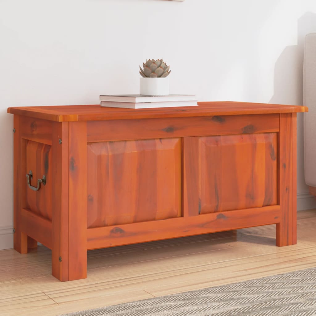 Baúl de almacenaje con tapa madera de acacia marrón y blanco