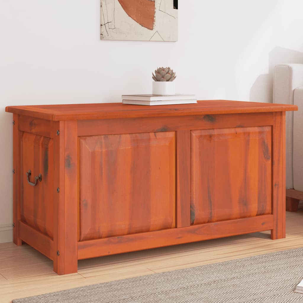 Baúl de almacenaje con tapa madera de acacia marrón y blanco