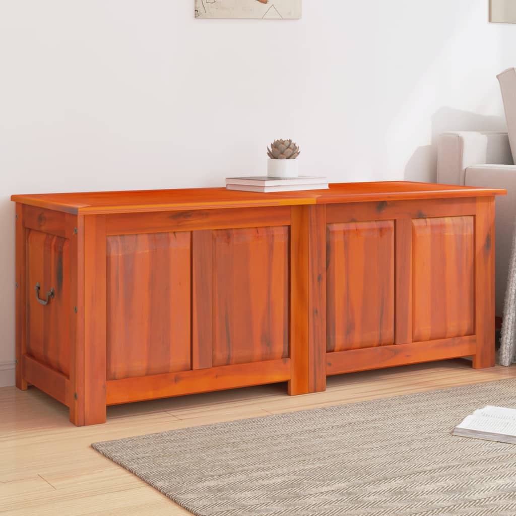 Baúl de almacenaje con tapa madera de acacia marrón y blanco