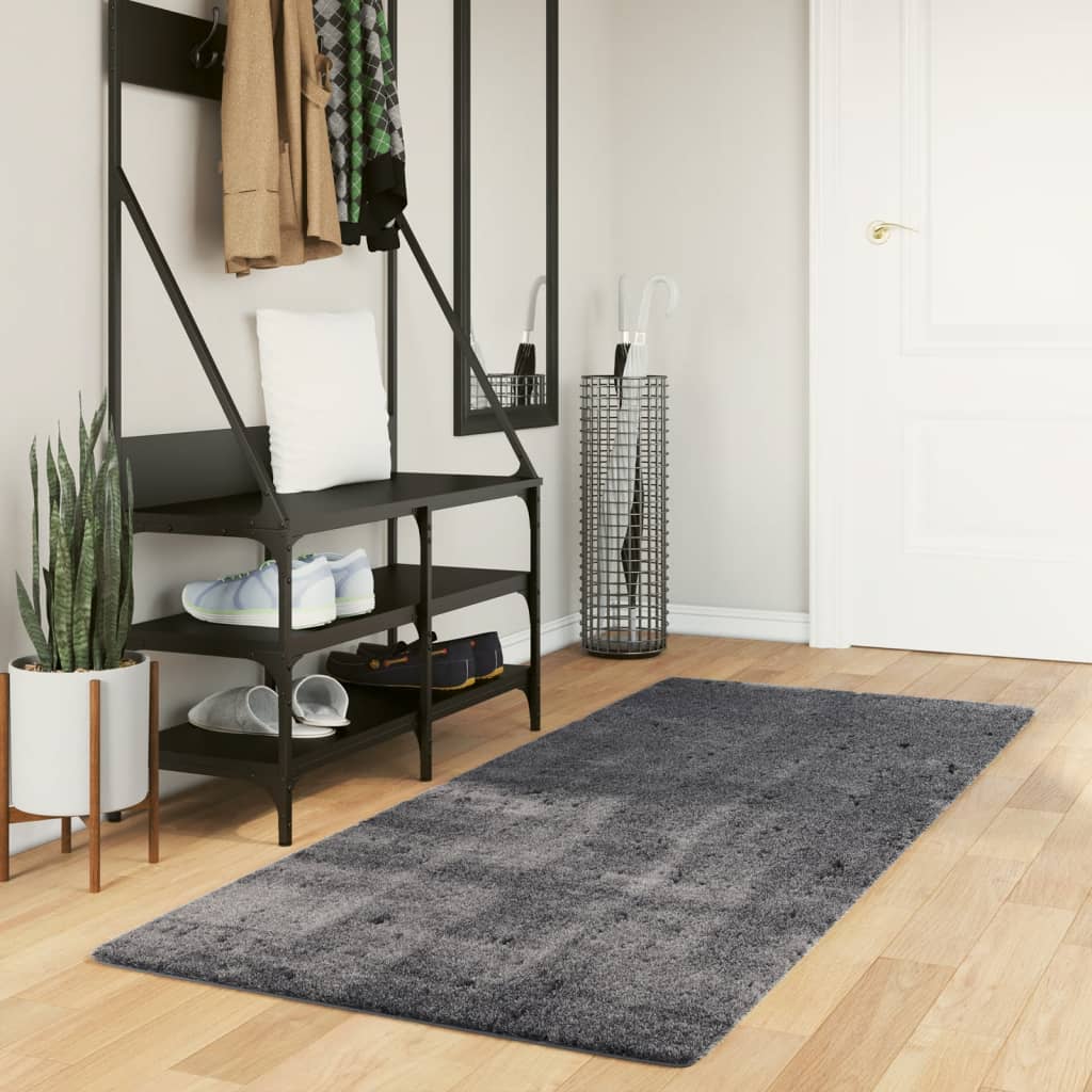 Alfombra de pelo corto suave lavable HUARTE antracita 100x200cm