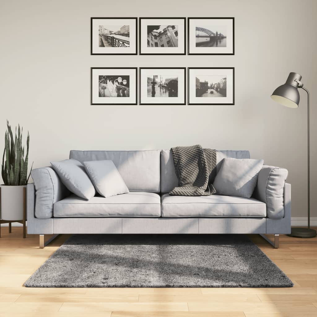 Alfombra de pelo corto suave lavable HUARTE antracita 100x200cm