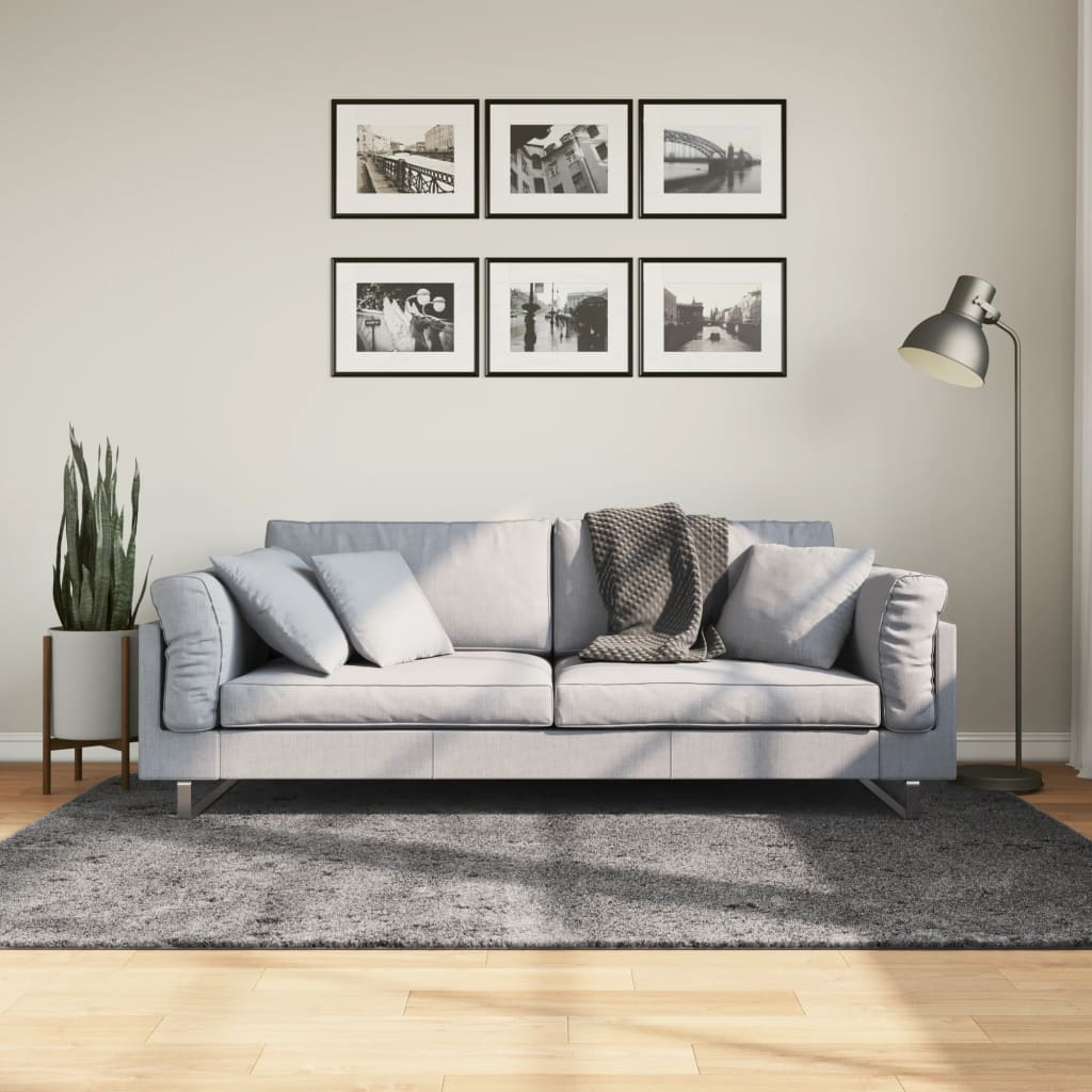 Alfombra de pelo corto suave lavable HUARTE antracita 100x200cm
