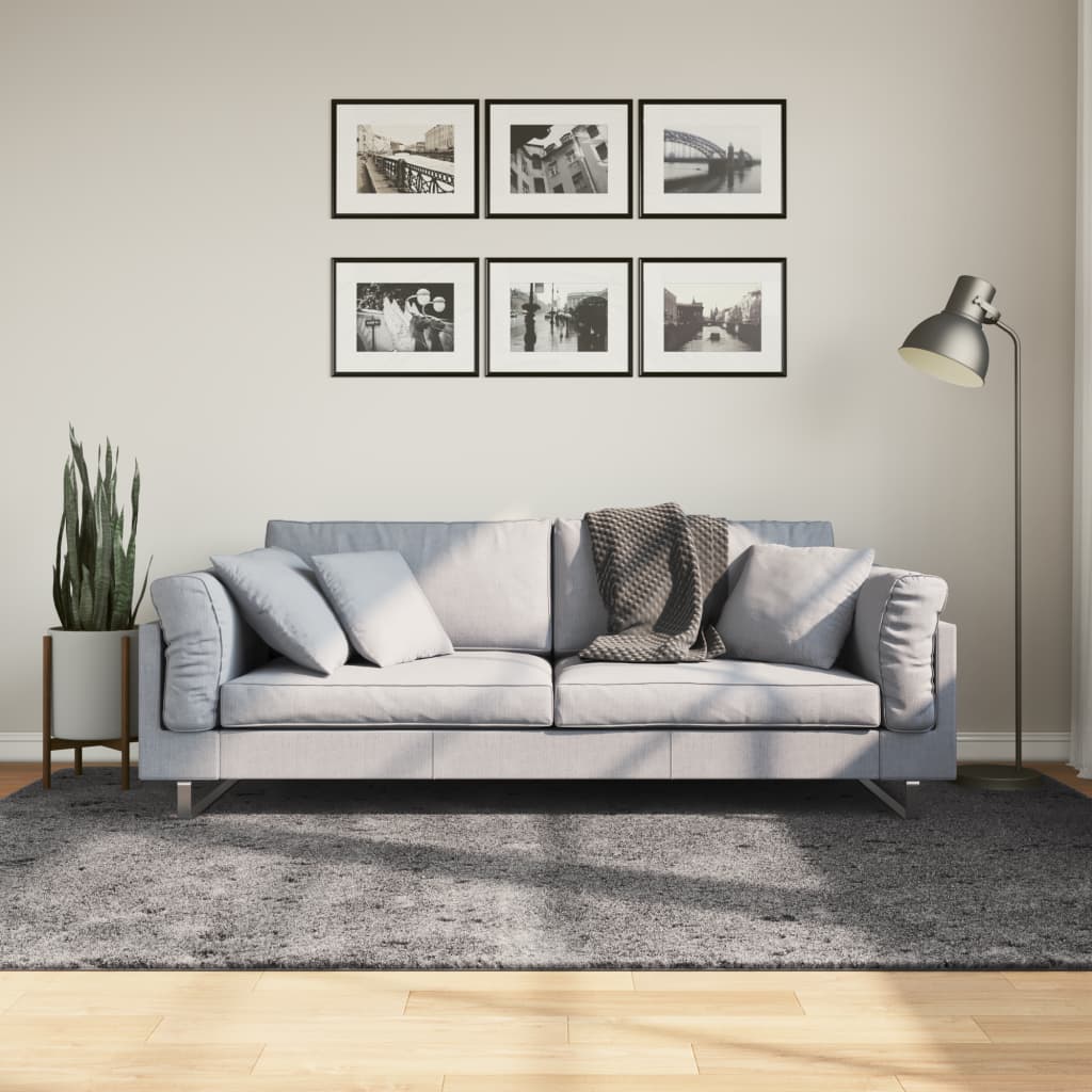 Alfombra de pelo corto suave lavable HUARTE antracita 100x200cm