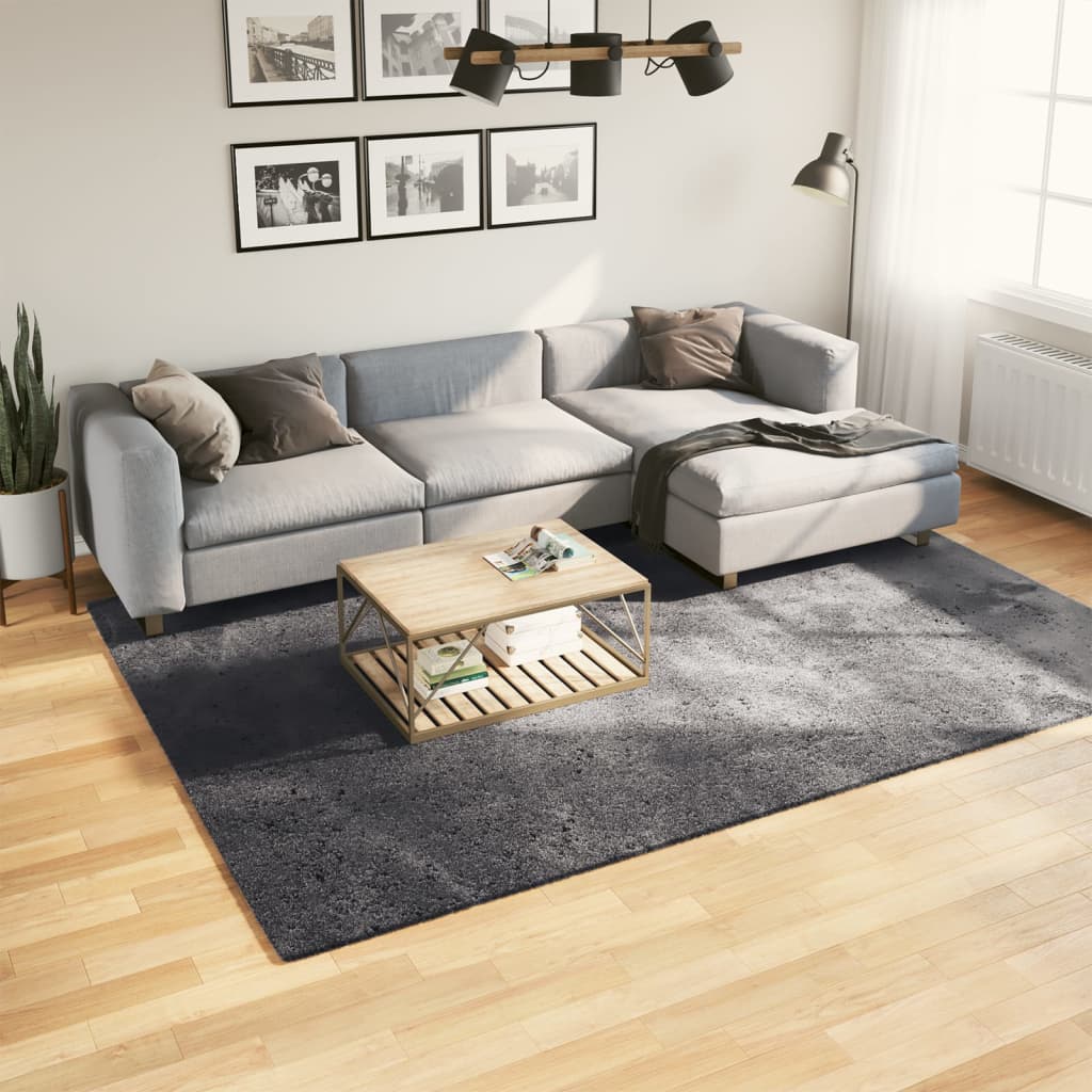 Alfombra de pelo corto suave lavable HUARTE antracita 100x200cm