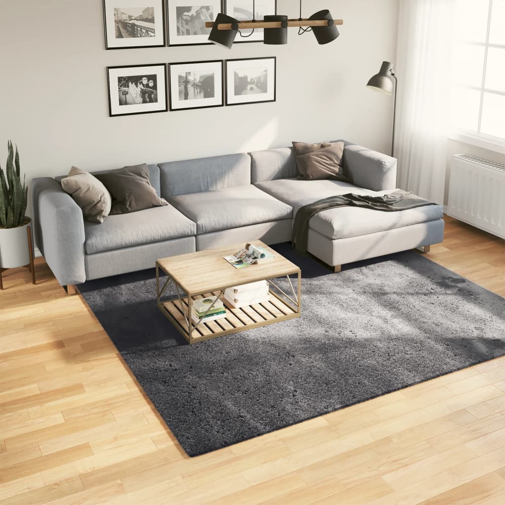 Alfombra de pelo corto suave lavable HUARTE antracita 100x200cm