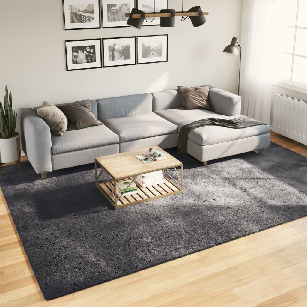 Alfombra de pelo corto suave lavable HUARTE antracita 100x200cm