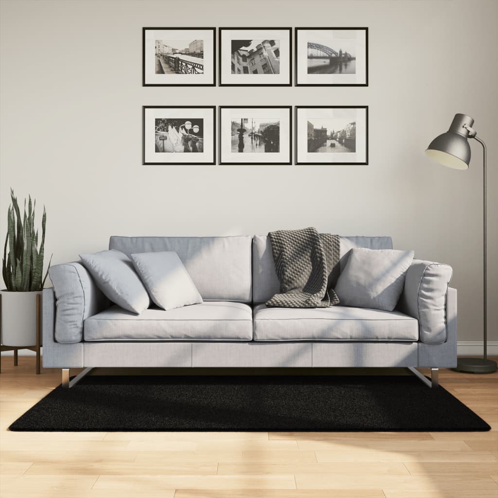 Alfombra de pelo corto suave lavable HUARTE antracita 100x200cm