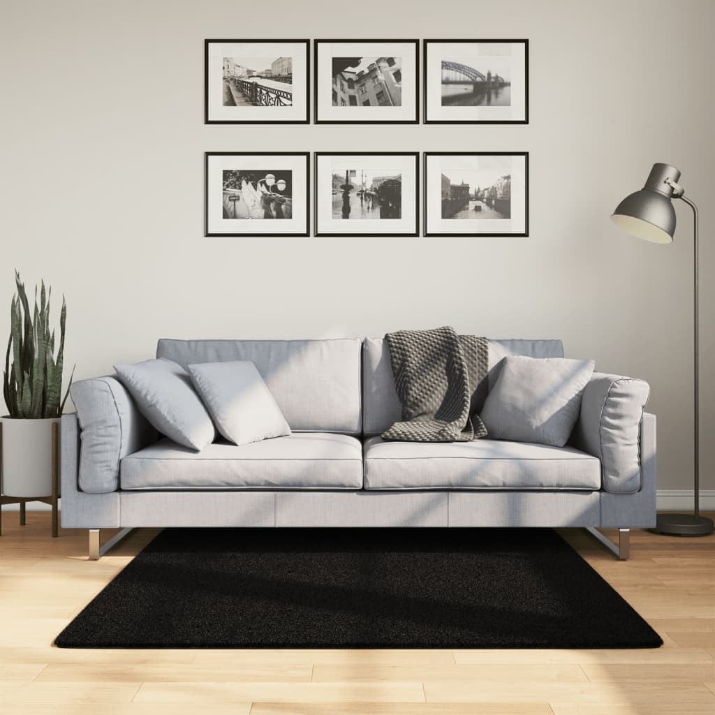 Alfombra de pelo corto suave lavable HUARTE antracita 100x200cm