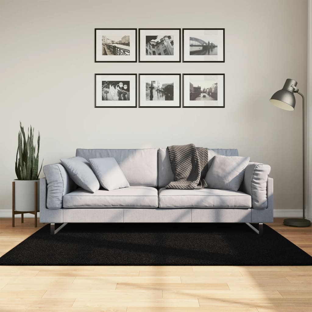Alfombra de pelo corto suave lavable HUARTE antracita 100x200cm