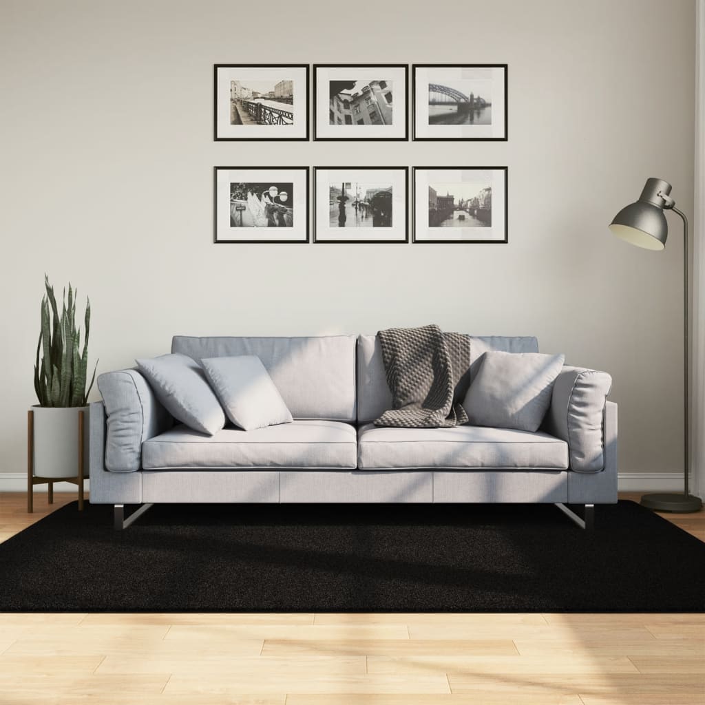 Alfombra de pelo corto suave lavable HUARTE antracita 100x200cm