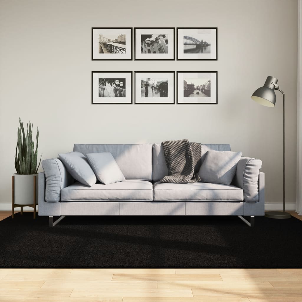 Alfombra de pelo corto suave lavable HUARTE antracita 100x200cm