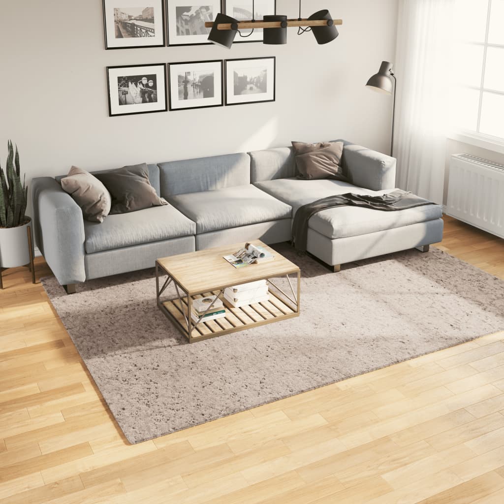 Alfombra de pelo largo moderna PAMPLONA beige antracita Ø 80 cm