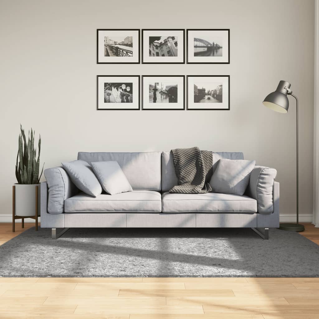 Alfombra de pelo largo moderna PAMPLONA beige antracita Ø 80 cm