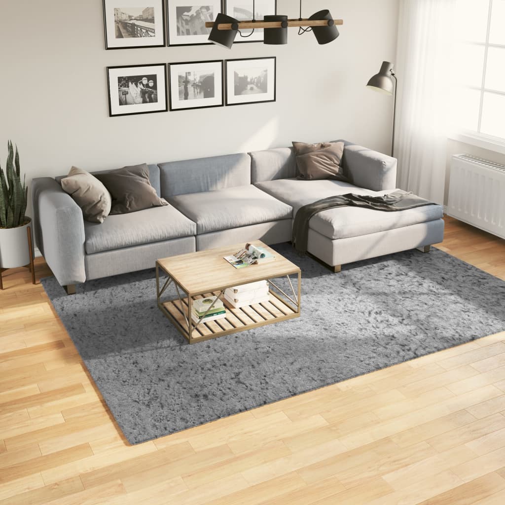 Alfombra de pelo largo moderna PAMPLONA beige antracita Ø 80 cm