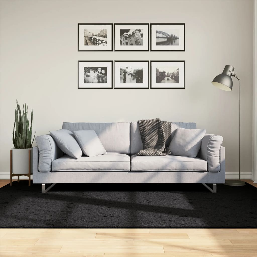 Alfombra de pelo largo moderna PAMPLONA beige antracita Ø 80 cm