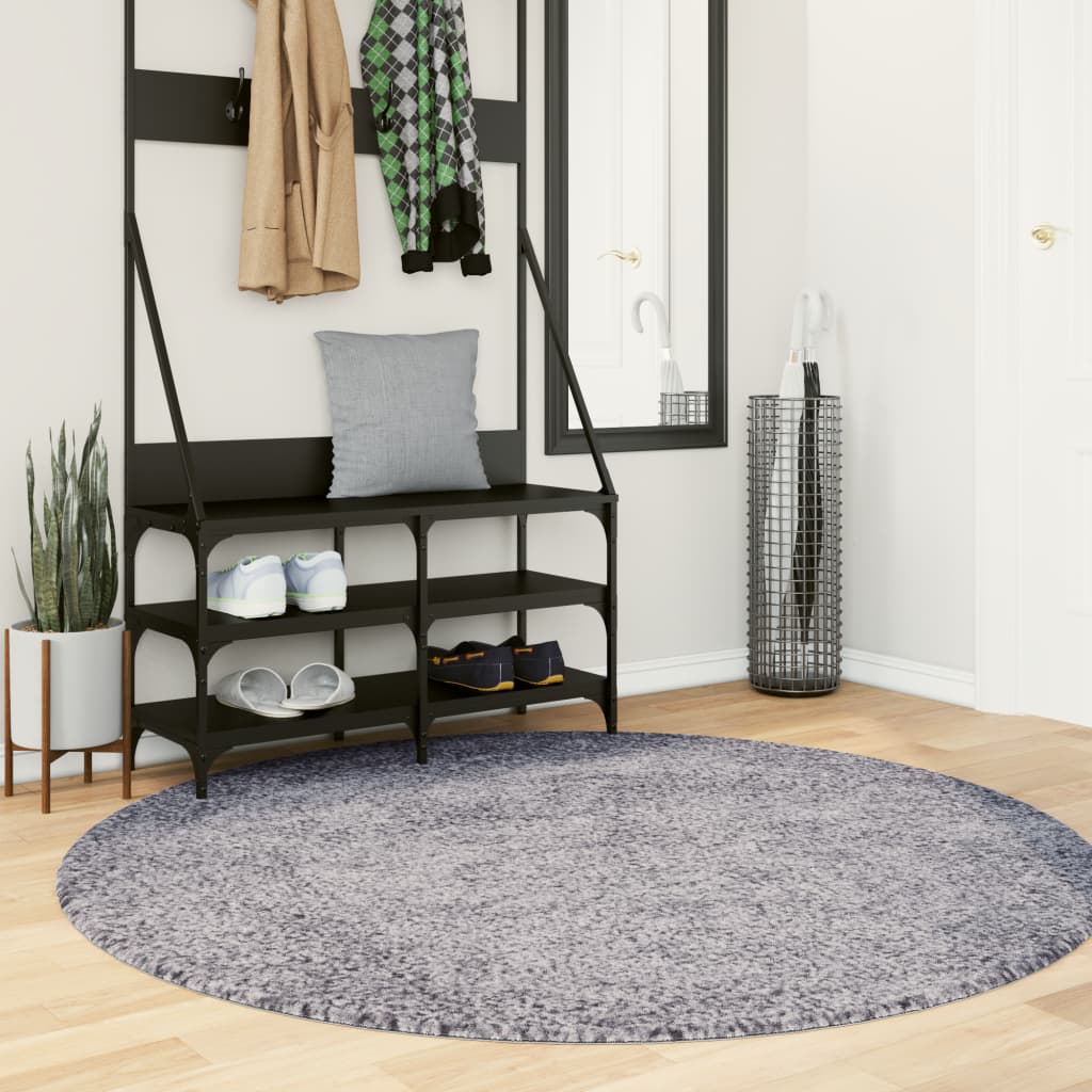 Alfombra de pelo largo moderna PAMPLONA beige antracita Ø 80 cm