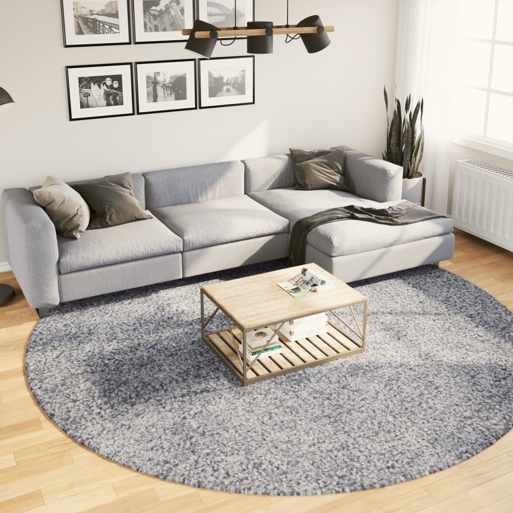 Alfombra de pelo largo moderna PAMPLONA beige antracita Ø 80 cm