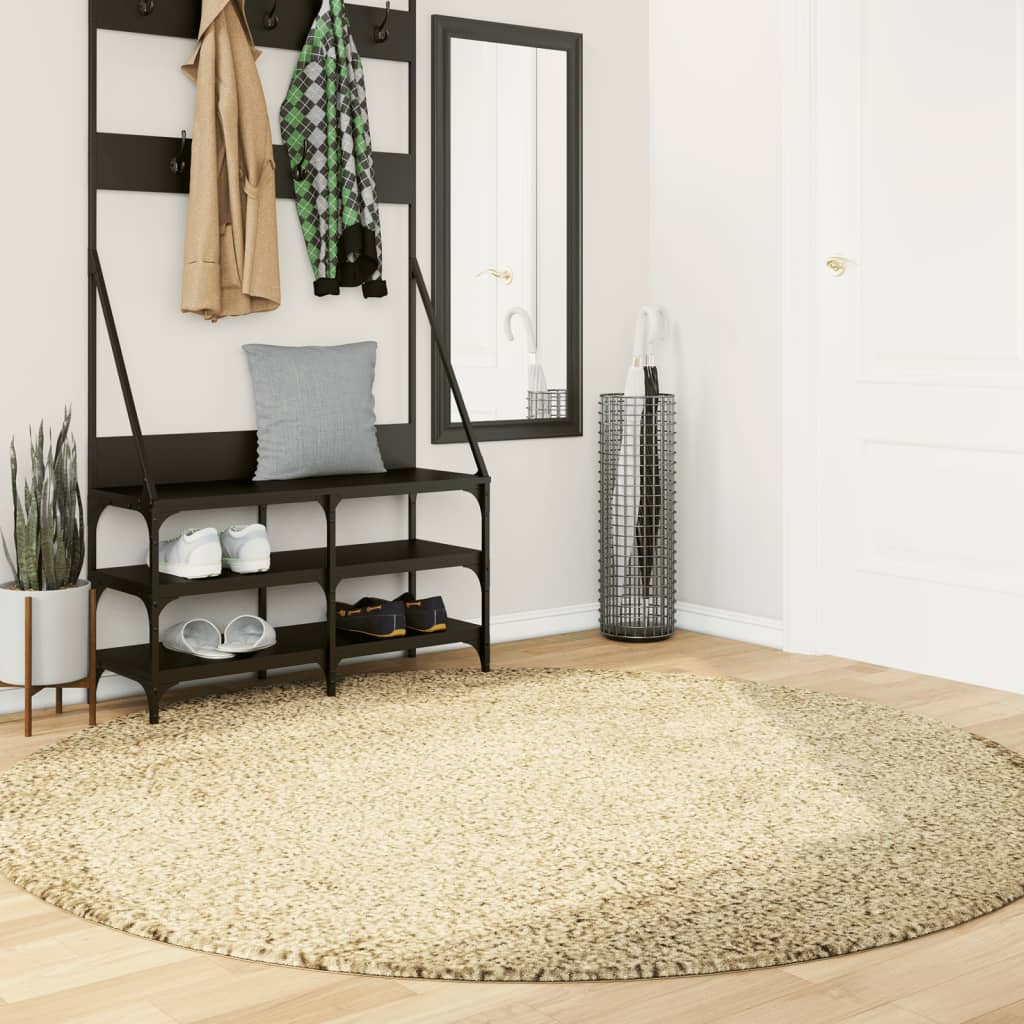 Alfombra de pelo largo moderna PAMPLONA beige antracita Ø 80 cm