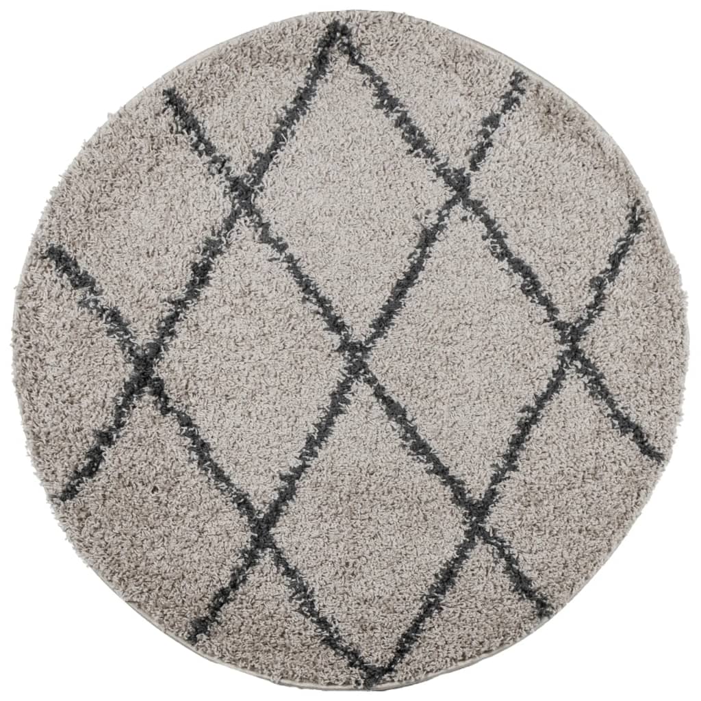 Alfombra de pelo largo moderna PAMPLONA beige antracita Ø 80 cm